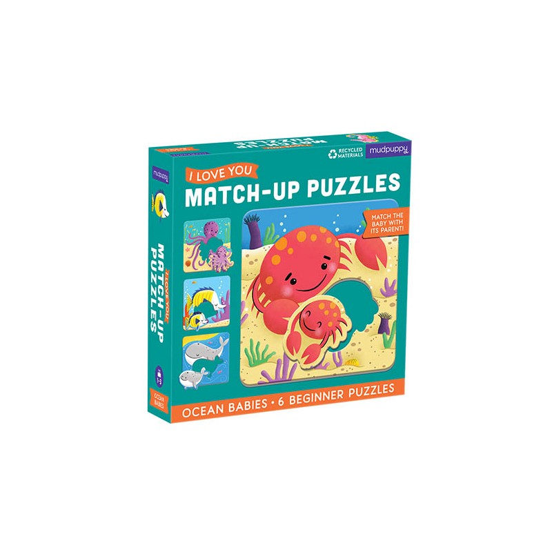 Match-Up Puzzle Ocean Babies - Puzzle Les bébés de l'océan 6 pièces -  à partir de 1 an - Mudpuppy