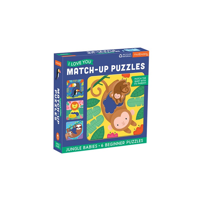 Match-Up Puzzle Jungle Babies -Puzzle Dschungel Babys 6 Teile ab 1 Jahr - Mudpuppy