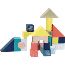 Poussette avec cubes en bois
