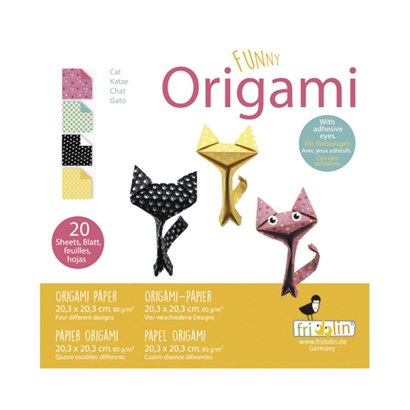 Origami amusant à plier Chats 20 x 20 cm - Fridolin