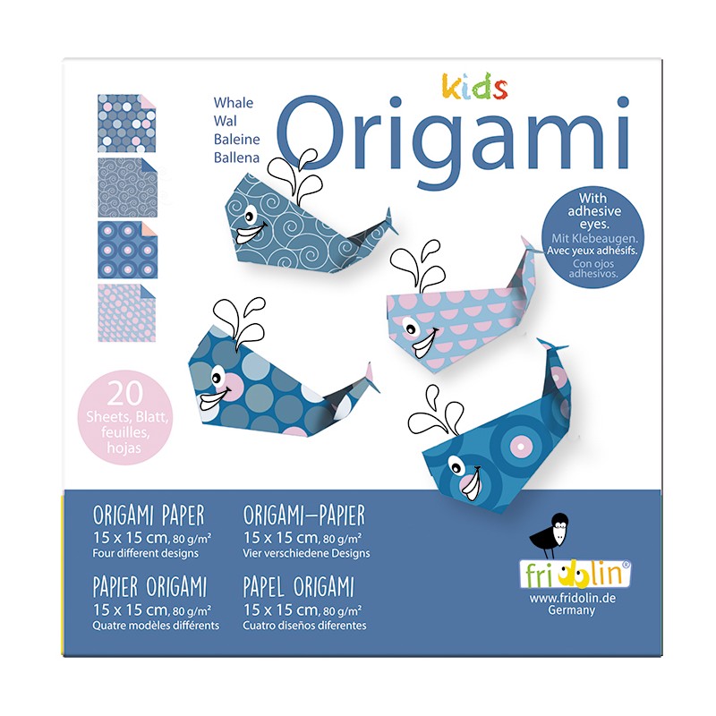Kids Origami Baleines 15 x 15 cm - Fridolin