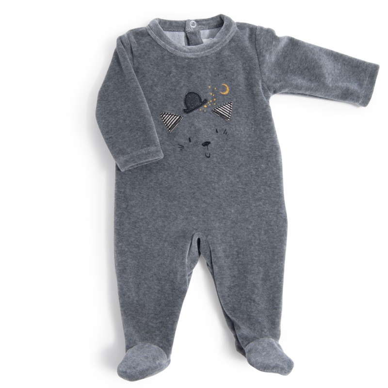 Pyjama 1m velours gris chiné