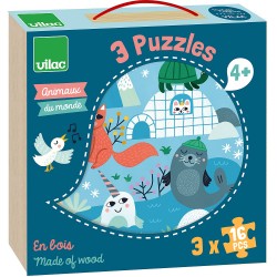 Puzzle valise animaux 3 x 16 pièces