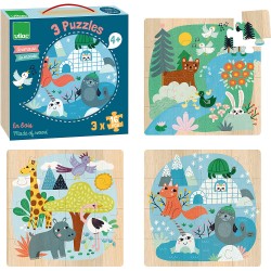 Puzzle valise animaux 3 x 16 pièces