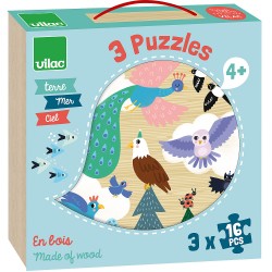 Puzzle Cube en bois animaux 3 x 16 pièces - Vilac