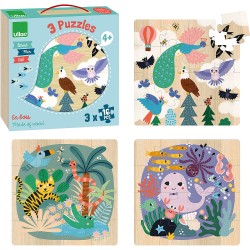 Puzzle valise animaux 3 x 16 pièces
