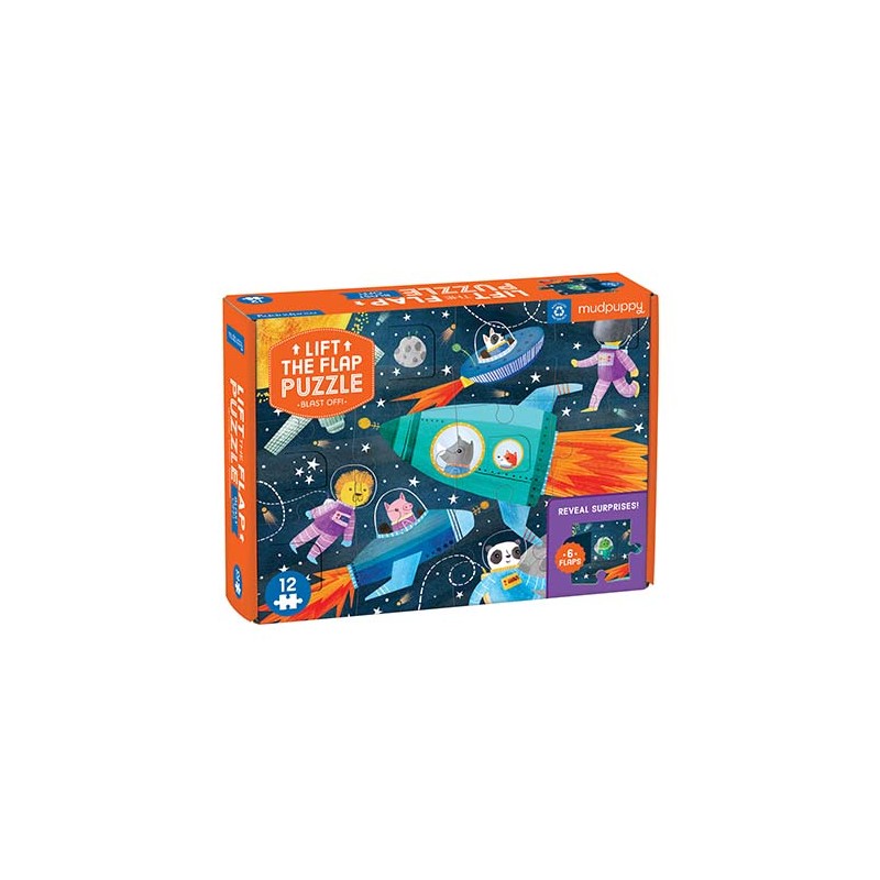 Lift-the-flap Puzzle Space - Weltraum Puzzle 12 Teile - Mudpuppy