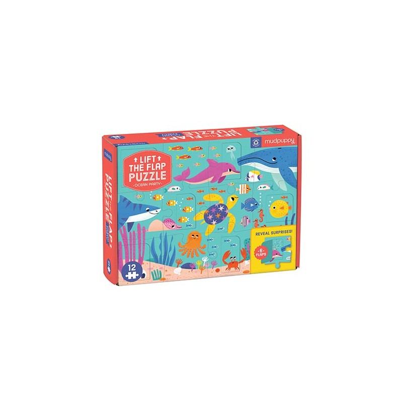 Lift-the-flap Puzzle Ocean Party - Animaux de l'océan - Mudpuppy