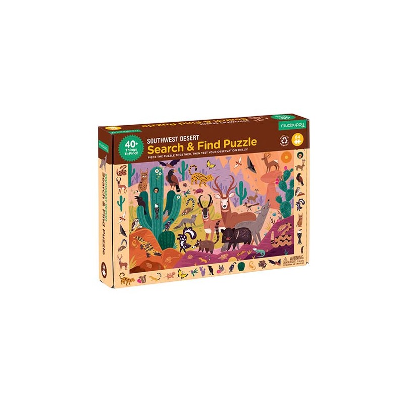 Search & Find Puzzle Desert animals - Jeux d'objets cachés Animaux du désert - Mudpuppy