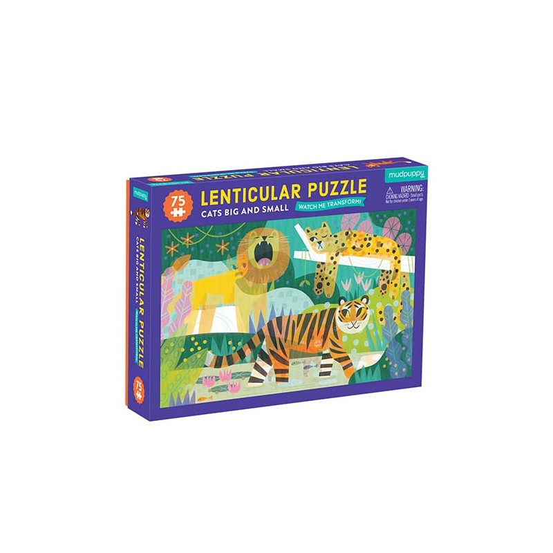 75 pcs Lenticula Puzzle Cats Big and Small - Puzzle Tigre, lion & Cie - Mudpuppy