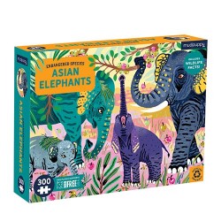 300 PC Puzzle Asian Elephants Endangered Species