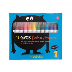 Boite 12 feutres pinceaux - Les Schmouks - Moulin Roty