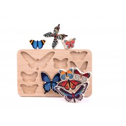 Puzzle papillons multicolores en bois - Bajo