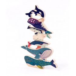 Puzzle baleine poissons en bois - Bajo