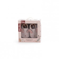 Chaussons cuir lapin gris 18-24 mois