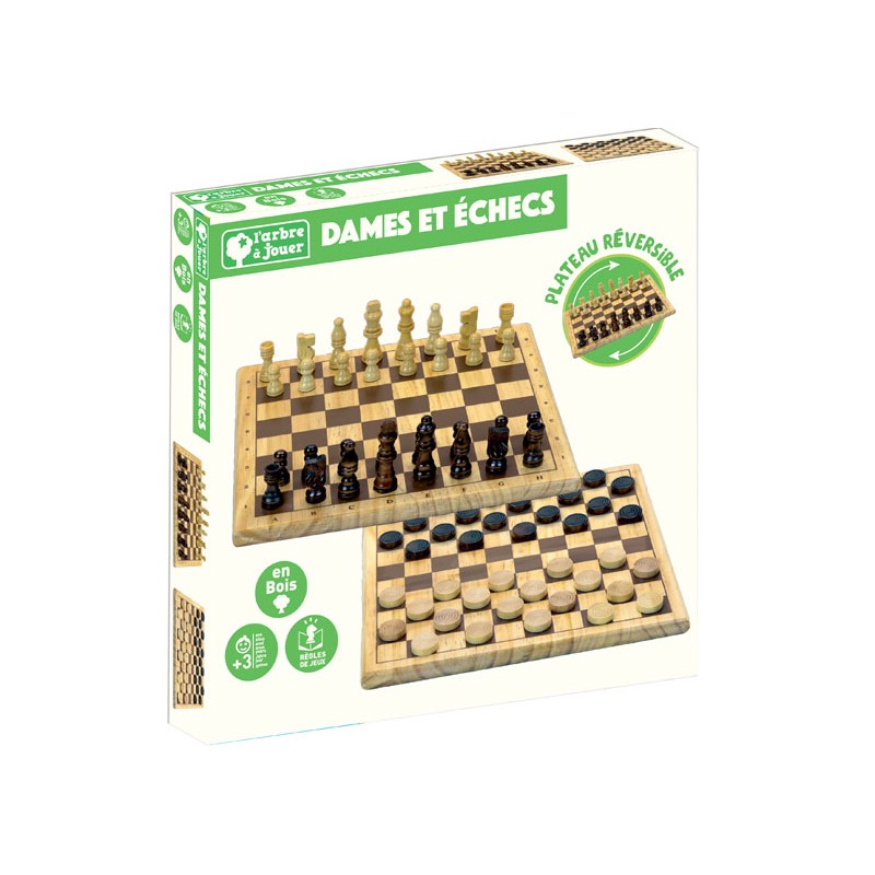 Jeux de dames et d'échecs en bois - Jeu Jura