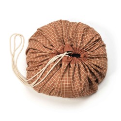 Tapis de jeu & sac à jouets organic grid brown - Play & Go