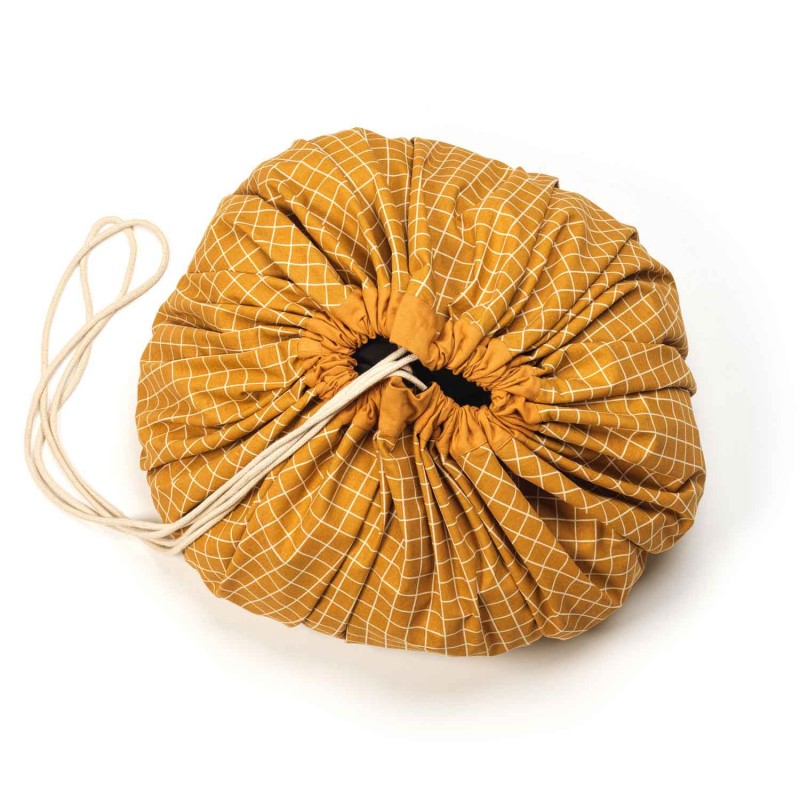 Spielmatte & Spielzeugtasche organic grid Mustard - Play & Go Spielsack und Aufbewahrung