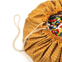 Spielmatte & Spielzeugtasche organic grid Mustard - Play & Go Spielsack und Aufbewahrung