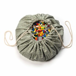 Tapis de jeu & sac à jouets organic grid green - Play & Go