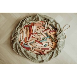 Tapis de jeu & sac à jouets organic grid green - Play & Go