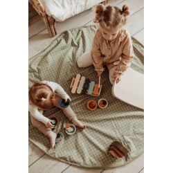 Tapis de jeu & sac à jouets organic grid green - Play & Go