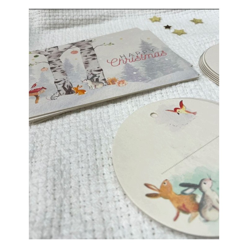 Set de cartes de Noël et d'étiquettes cadeaux