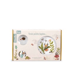 Geschirrset Porzelan - Kindergeschirr - Trois petits Lapins -  Moulin Roty