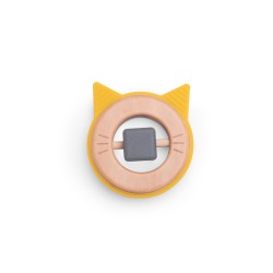 Hochet anneau de dentition bois et silicone chat