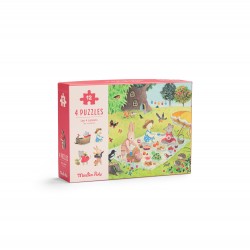 Vier Jahreszeiten mini Puzzles - 4 x 12 Teile - La grande Famille - Moulin Roty