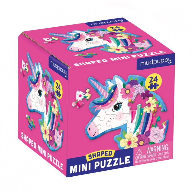 24 PC Shaped Mini Puzzle Unicorn - Mini Puzzle Einhorn - Mudpuppy