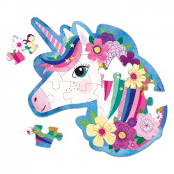 24 PC Shaped Mini Puzzle Unicorn - Mini Puzzle Einhorn - Mudpuppy