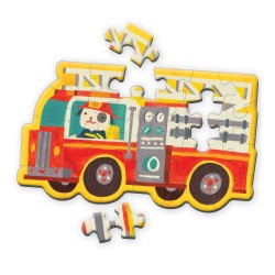 24 PC Shaped Mini Puzzle Firetruck - Puzzle Camion de pompiers 24 pièces - Mudpuppy