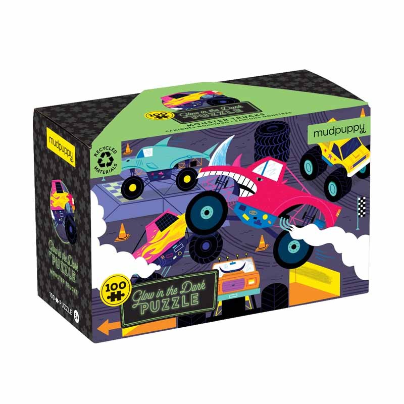 Puzzle phosphorescent Monster Trucks - Puzzle lumineux Monster Truck 100 pièces - Mudpuppy