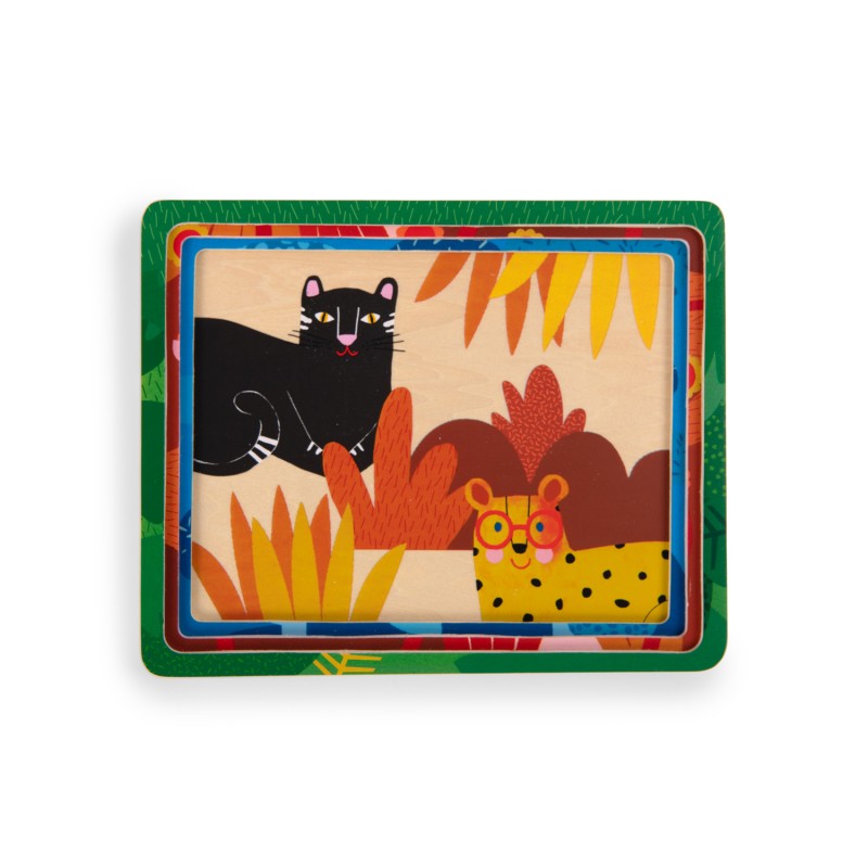 3 Level Puzzle mit Zebra, Panther & Leopard für Kinder ab