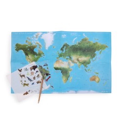 Décalcomanies - Carte du monde avec animaux - Moulin Roty
