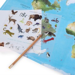 Décalcomanies - Carte du monde avec animaux - Moulin Roty