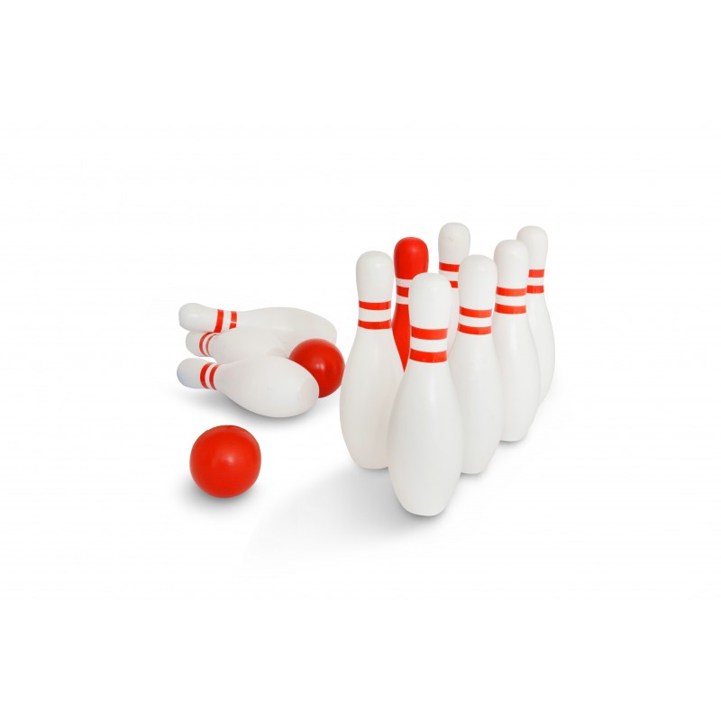 Jeu de quilles rouge blanc en bois  - BS Toys - Red & White Bowling