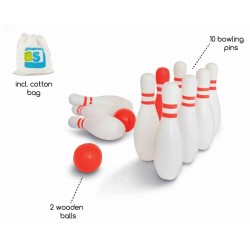 Jeu de quilles rouge blanc en bois  - BS Toys - Red & White Bowling