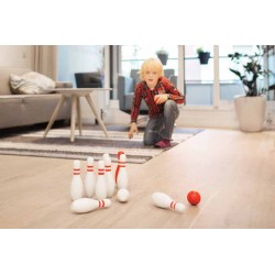 Jeu de quilles rouge blanc en bois  - BS Toys - Red & White Bowling