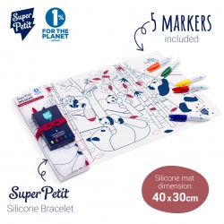 Set de table en silicone à colorier -Tableset Panda - Wildlife - Super Petit