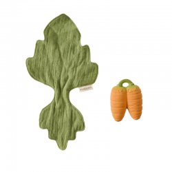 Oli&Carol - Mini Doudou Teether Cathy the Carrot - anneau de dentition - caoutchouc naturel