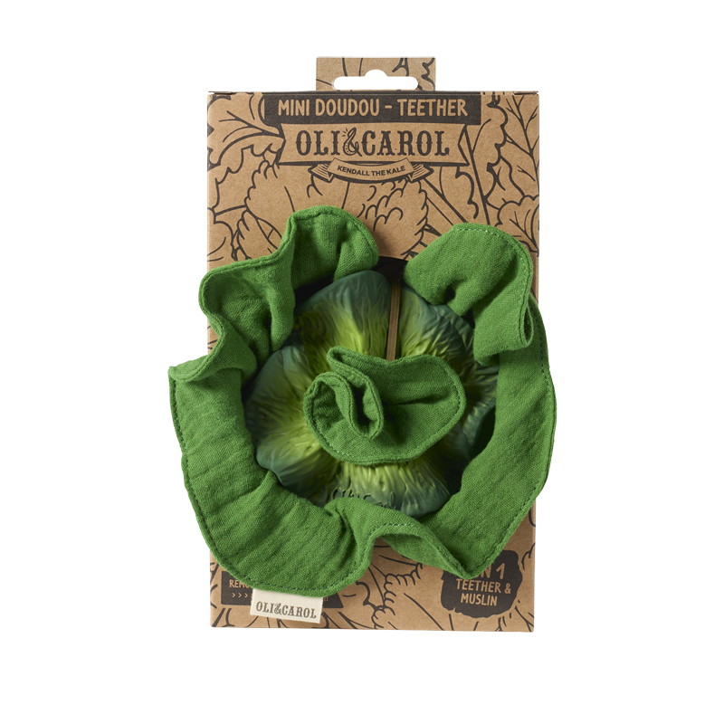 Oli&Carol - Mini doudou teether kendall the kale - anneau de dentition - caoutchouc naturel Oli&Carol - Mini doudou teether kendall the kale - anneau de dentition - caoutchouc naturel