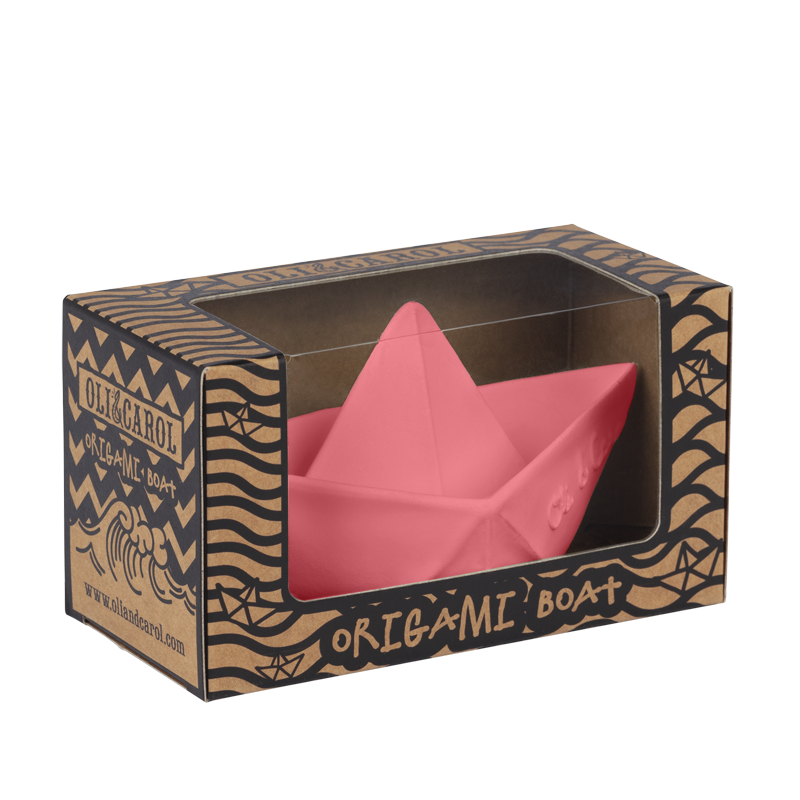 Oli&Carol - Origami boat - Monochrome pink - Jouets pour le bain - Aide pour les dents