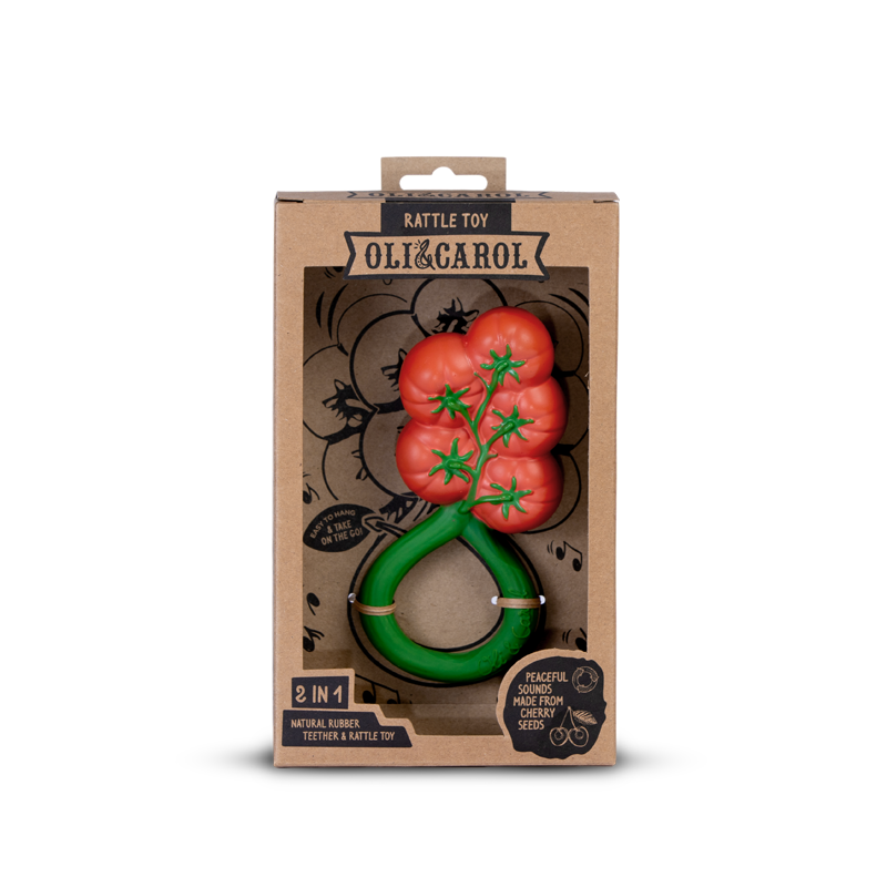 Oli&Carol - Tomato Rattle Toy - Beissring - natürlicher Kautschuk