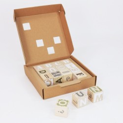 Alphabet ABC naturel vintage cube  en bois - Bajo