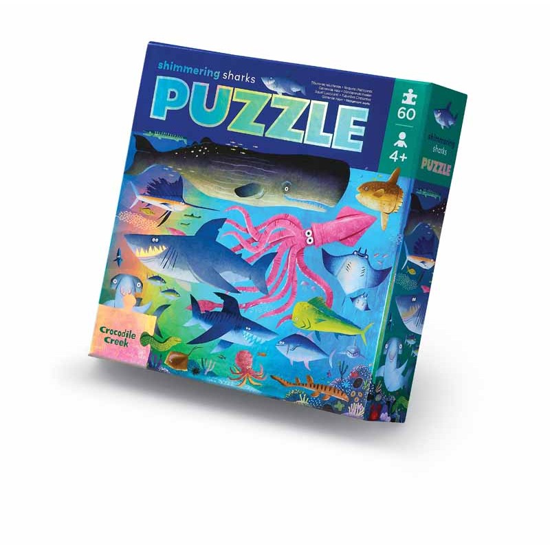 Folienpuzzle glitzernde Haifische - 60 Teile - Crocodile Creek