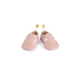 Chaussons cuir souris rose 0-6 mois