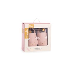 Chaussons cuir souris rose 0-6 mois