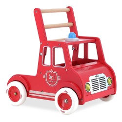Chariot de marche camion de pompiers en bois rouge - Vilac
